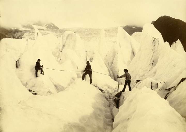Climbers on the Glacier de Bossons, Chamonix